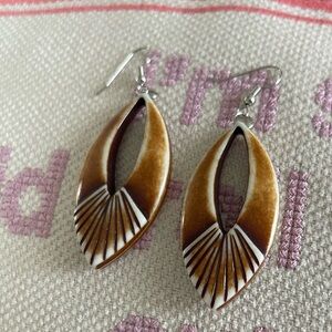 Unique Vintage Brown and Silver Earrings